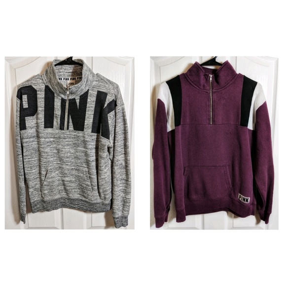 PINK Victoria's Secret Tops - Victoria Secret Pink Half Zip Pullovers